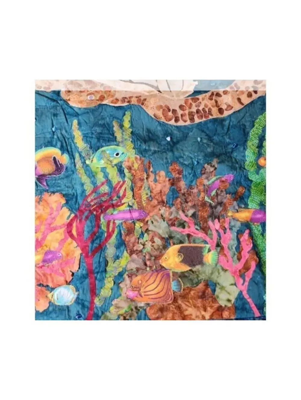 Coastal Turtle Mixed Textile Wall Hanging Handcrafted Ocean Decor